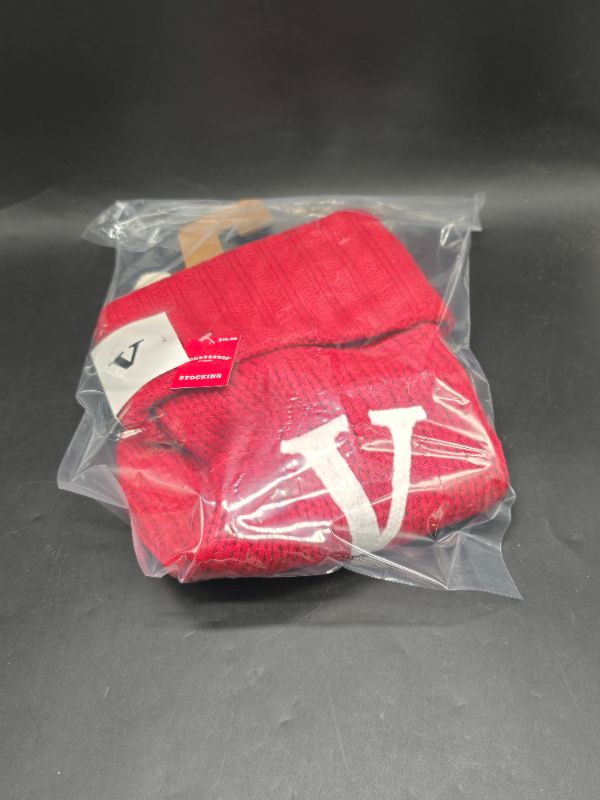 Photo 1 of Knit Monogram Christmas Stocking Red V - Wondershop 20"