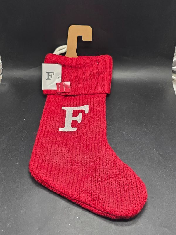 Photo 1 of Knit Monogram Christmas Stocking Red F - Wondershop 20"