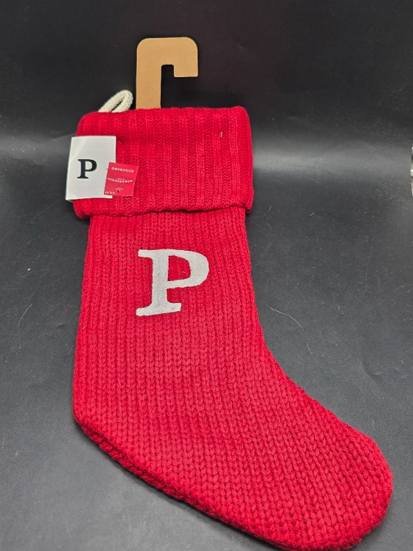 Photo 1 of Knit Monogram Christmas Stocking Red P - Wondershop™: 20"