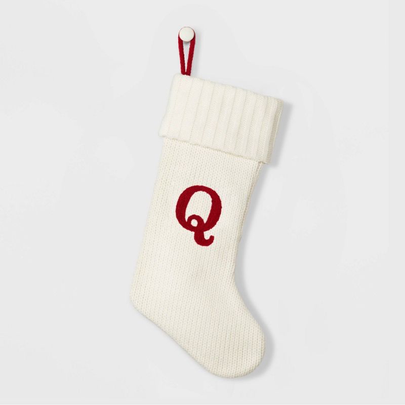 Photo 1 of Knit Monogram Christmas Stocking White Q - Wondershop™: 20"