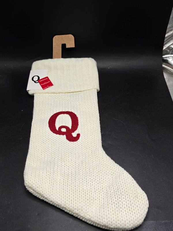 Photo 1 of Knit Monogram Christmas Stocking White Q - Wondershop™: 20"