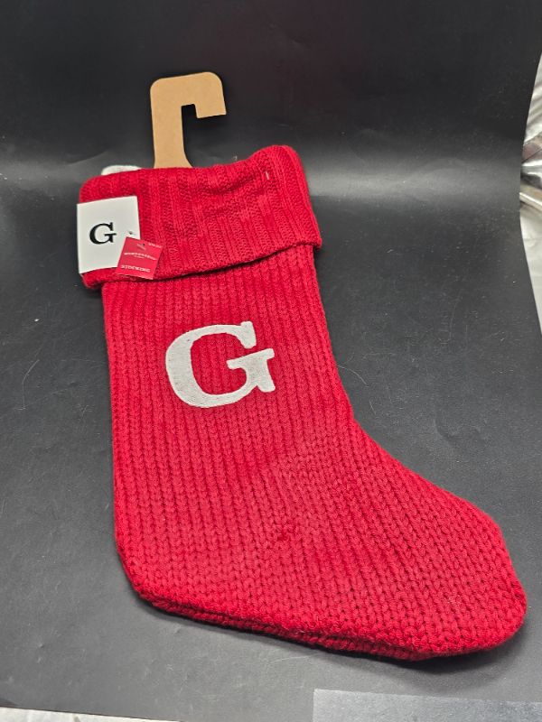Photo 1 of Knit Monogram Christmas Stocking Red G - Wondershop 20"