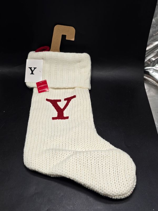 Photo 1 of Knit Monogram Christmas Stocking White Y - Wondershop 20"