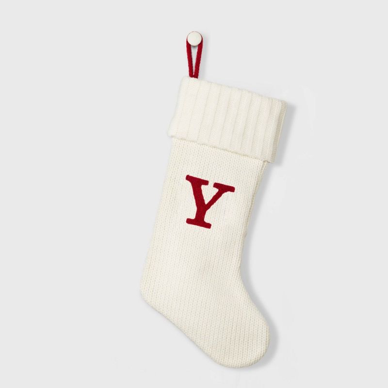Photo 1 of Knit Monogram Christmas Stocking White Y - Wondershop 20"