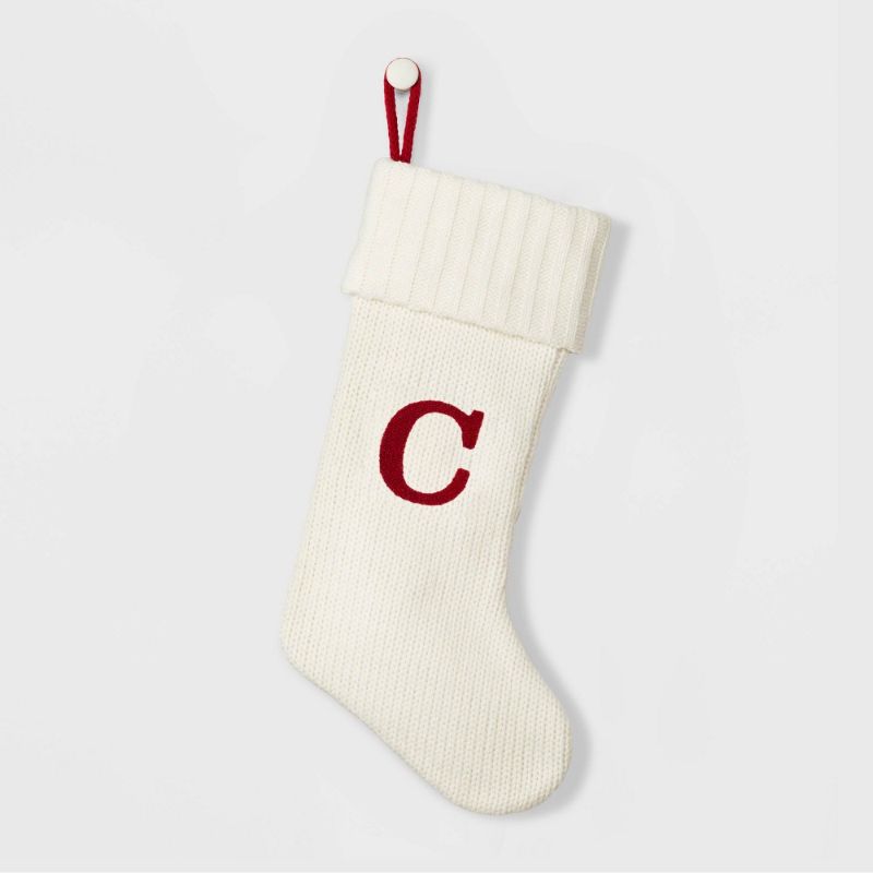 Photo 1 of  Knit Monogram Christmas Stocking White C - Wondershop 20"