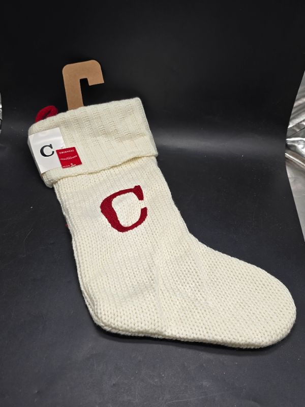 Photo 1 of  Knit Monogram Christmas Stocking White C - Wondershop 20"