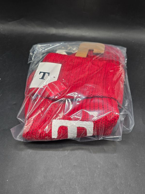 Photo 1 of Knit Monogram Christmas Stocking Red T - Wondershop 20"