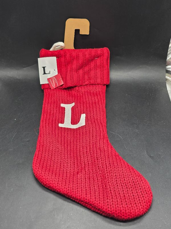 Photo 1 of Knit Monogram Christmas Stocking Red L - Wondershop 20"