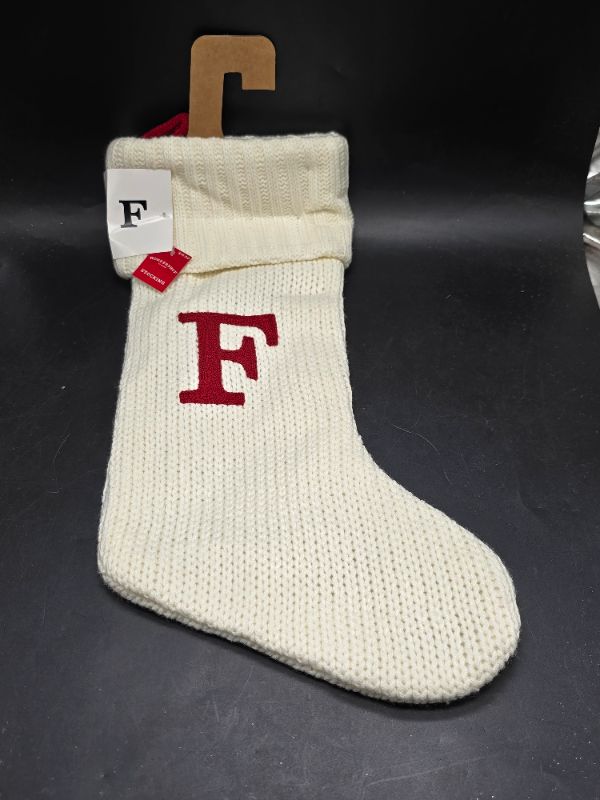 Photo 1 of Knit Monogram Christmas Stocking White F - Wondershop™ 20"