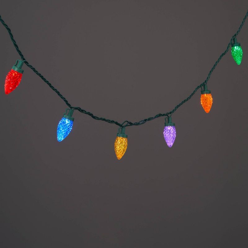 Photo 1 of 25ct LED C9 Faceted Christmas String Lights Multicolor with Green Wire - Wondershop™: Indoor/Outdoor Use