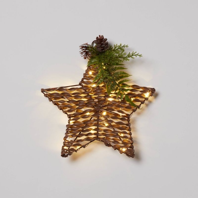 Photo 1 of LED Hanging Metal Star with Faux Greenery Christmas Novelty Sculpture Light - Wondershop™