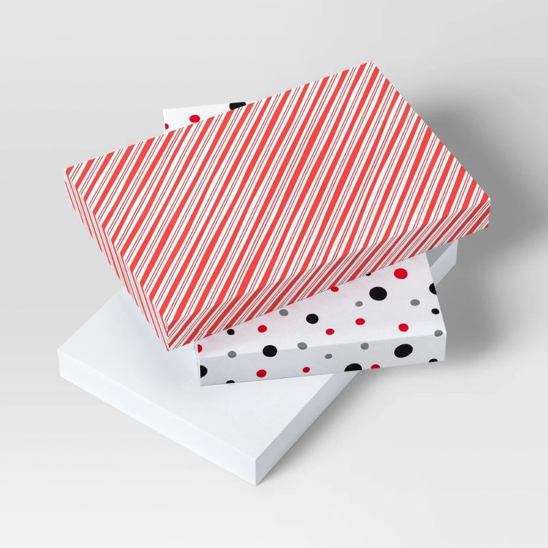 Photo 1 of 6ct 9.5"x2" Festive Print Christmas Shirt Gift Box Red/White - Wondershop™