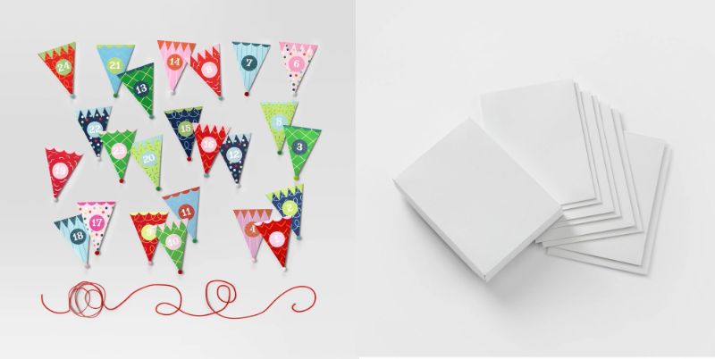 Photo 1 of 2 pack bundle -Paper Pennant Countdown Banner and 5ct Blouse Christmas Gift Box White - Wondershop