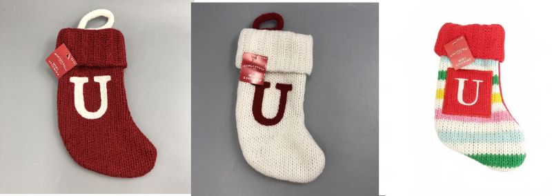 Photo 1 of 3 pack Wondershop Mini 7" Christmas Stocking W/ Embroidered U Letter Knit