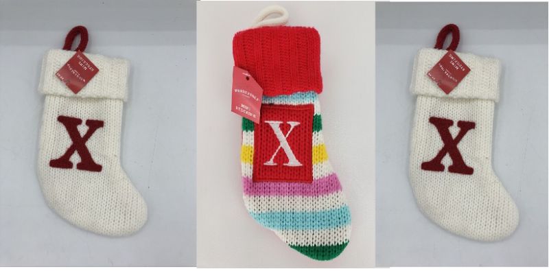 Photo 1 of 3 pack Holiday Monogrammed Cable Knit Christmas Stocking Initial LETTER X