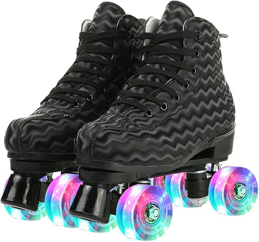 Photo 1 of YYW Wavy Roller Skates Double Row Four Wheels High-top Roller Skates Wavy Classic Pattern for Beginners Women Men Adult SIZE 11 WOMENS  SIZE 9 MEN
