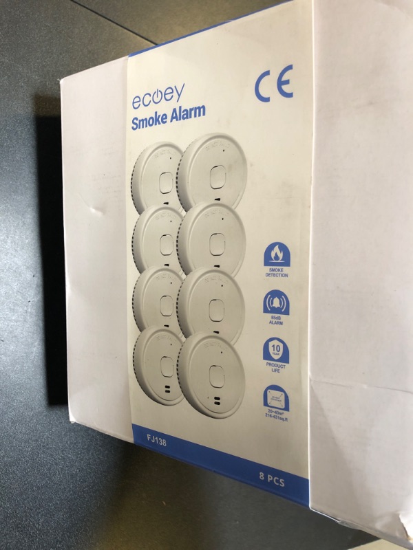 Photo 2 of **Missing Items* Ecoey Smoke Detector, Smoke Alarm with Advanced Photoelectric Technology, Fire Alarm Smoke Detector with Test Button and Low Battery Reminder, Fire Alarm Used in Bedroom, Home, FJ138, 8 Packs