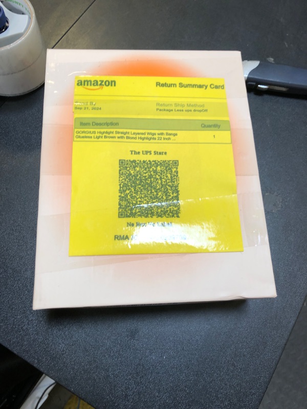 Photo 1 of GORGIUS Highlight Straight Layered Wigs with Bangs Glueless Light Brown with Blond Highlights 22 Inch Wigs Crafted with Style-Archive Technology: Fiber & Remy Human Hair Blend with Natural Hairline