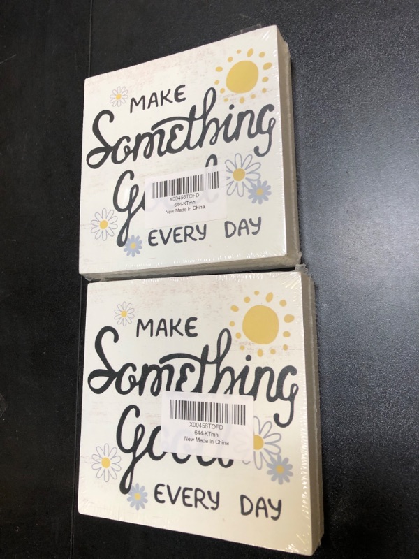 Photo 2 of 2 HONLUNG Funny Decor for Home,Wooden Block Box Positive Quote Sign for Girls Room Dorm Shelf Tabletop Decoration,Inspirational Sign Motivational Desk Decor Make Something Good Every Day 5x5 Inch - Pack of 2 