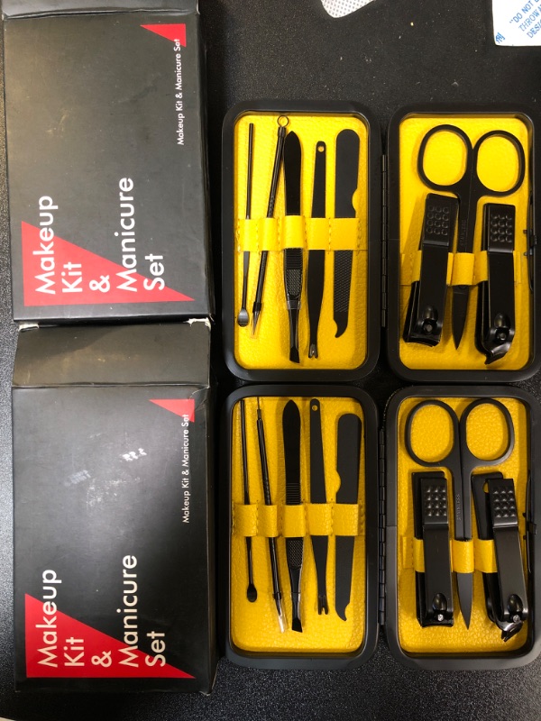 Photo 2 of 2 Box of Manicure Set Nail Clippers Kit Professional Stainless Steel Nail Care Tools with Leather Travel Case 10 in 1 Yellow