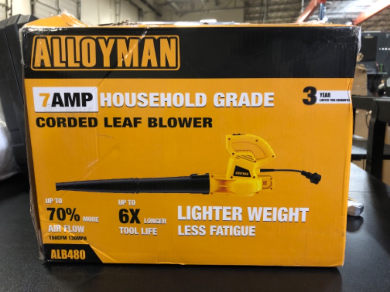 Photo 2 of ALLOYMAN Electric Leaf Blower,7AMP Lawn Blower,130MPH Mini Leaf Blower Lightweight & Portable for Lawn Care/Snow Blowing