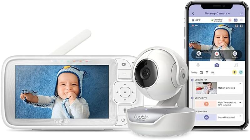 Photo 3 of Hubble Nursery Pal Touch 5" Smart Baby Monitor with Camera and Audio, WiFi Baby Camera Monitor with Flexible Wall Mount; Pan Tilt Zoom; 2Way Talk, Interactive Smart HD Monitor & Smartphone App