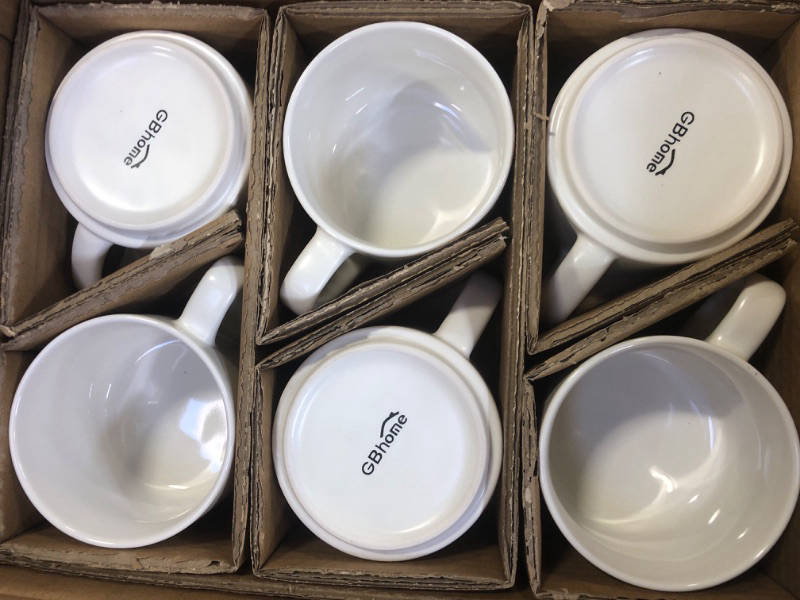 Photo 1 of GBHOME 14 OZ Coffee Mugs Set of 6, Stackable Ceramic Mugs for Men, Women, Modern Coffee Mugs With Stable Base for Latte, Tea, Cappuccino. Dishwasher & Microwave Safe, Matte White
