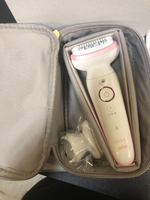 Photo 2 of Braun Epilator Silk-épil 9, Hair Removal Device, Women Shaver & Trimmer, Pivoting Head, Wet and Dry Epilator, Includes Shaver Head and Trimmer Comb, SES9-030