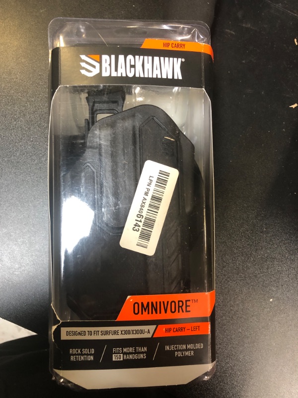 Photo 2 of BLACKHAWK, Omnivore L2 Multi-Fit Holster, Fits More Than 150 Styles of Semi-Automatic Handguns with Surefire X300, Thumb Activated Active Retention Mechanism, Level 2 Retention, Left Hand, Black