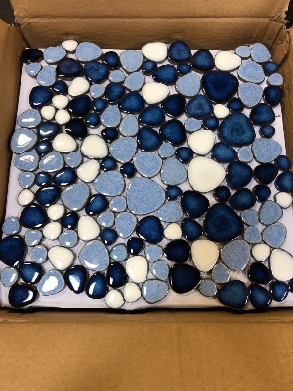 Parrotile Blue Shower Floor Pebbles Tile Bathroom Mosaic Backsplash ...