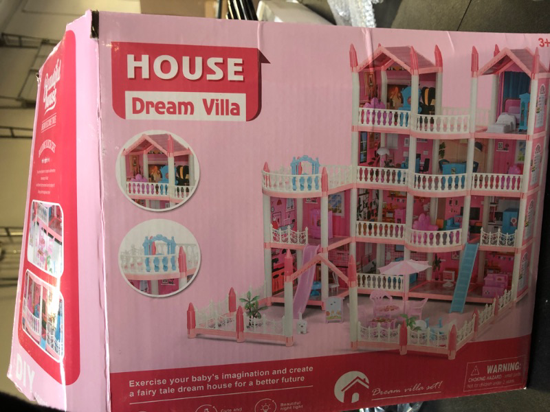 Photo 2 of 4-Story 13 Rooms Huge Dream Doll House with Dolls, Mat, Slide, Swing, Led Light, More Aceesories, Dollhouse Toy Gift for Creative Girls Kids Aged 3-8 4-7