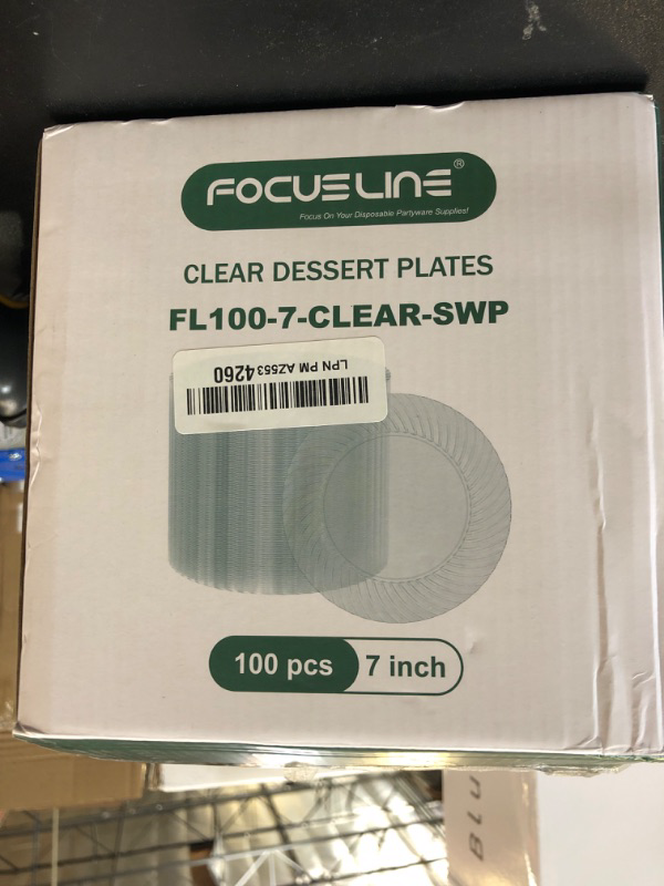 Photo 1 of FOCUSLINE 7 Inch Clear Plastic Plates, 100 Count Disposable Heavy Duty Salad Dessert Plates, Premium Hard Plastic Plates Fancy Disposable Clear Plates for Weddings, Parties