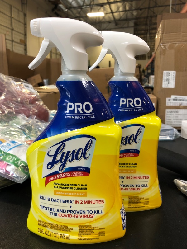 Photo 1 of Lysol Pro All-Purpose Cleaner, Advanced Deep Cleaning Sanitizing and Disinfecting Spray, For Commercial Use, Use to Clean and Deodorize, Lemon Breeze Scent, 32oz (Pack of 2)