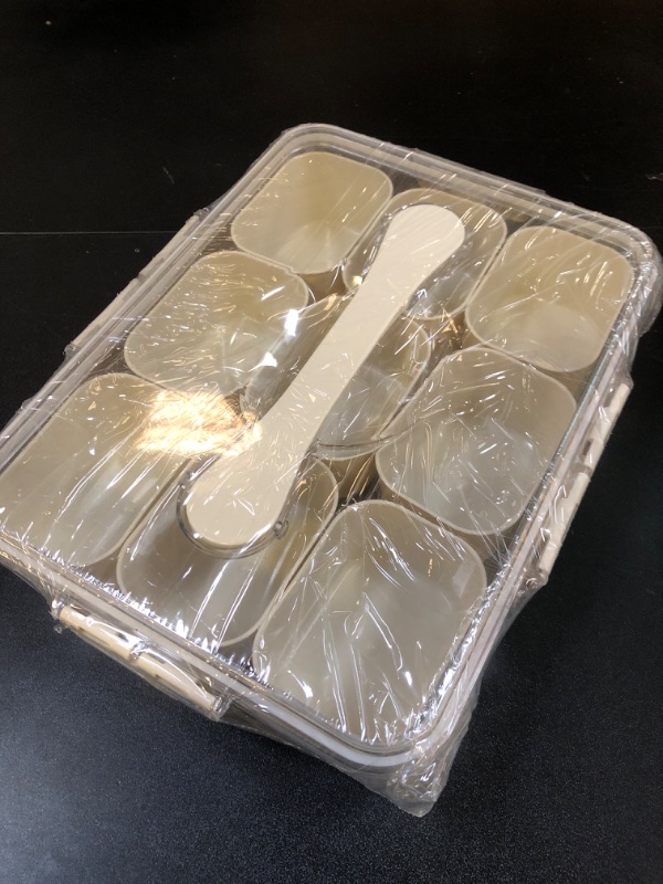 Photo 1 of Krismax Snackle Box Container, Portable Snack Box 9 Compartment Divided Serving Tray with Lid & Handle, Clear Snack Charcuterie Platter for Travel Candy Party Fruit Salad