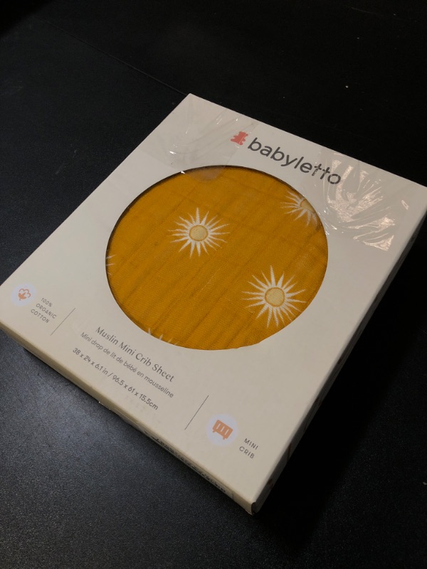 Photo 1 of Babyletto 100% Organic Cotton All-Stages Midi Crib Sheet, GOTS-Certified, Fitted 360°, Ultra-Soft and Breathable Muslin - Golden Hour
