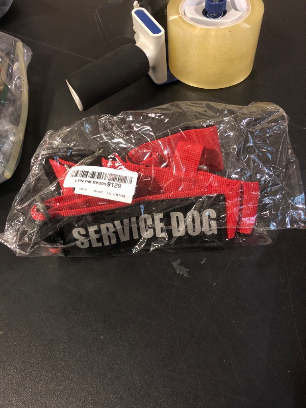 Photo 2 of ?3 Colors 3 Sizes? K.9 Service Dog Collar Service Dog Leash Tactical Collar Military Collar with Reflective Patch for Large Dogs with 18.5"~23.5" Neck Girth (L, Red, Collar+Leash)