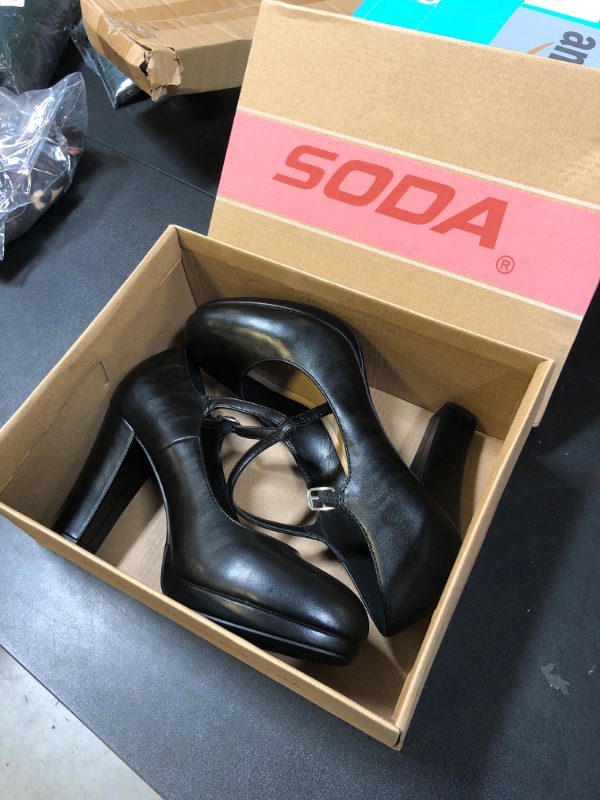 Photo 1 of Soda “Ayden” ~ Women Mary Jane Ankle Strap Cushion High Heel Pump Shoe (Black Size 9)