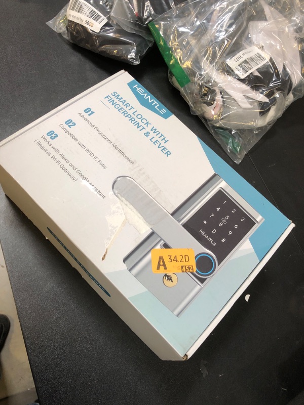 Photo 1 of Keyless Entry Door Lock, HEANTLE Smart Lock Fingerprint Door Lock with Lever Electronic Smart Locks for Front Door Touchscreen Keypads Door Lock Automatic Lock Compatible with Alexa Google Home Black