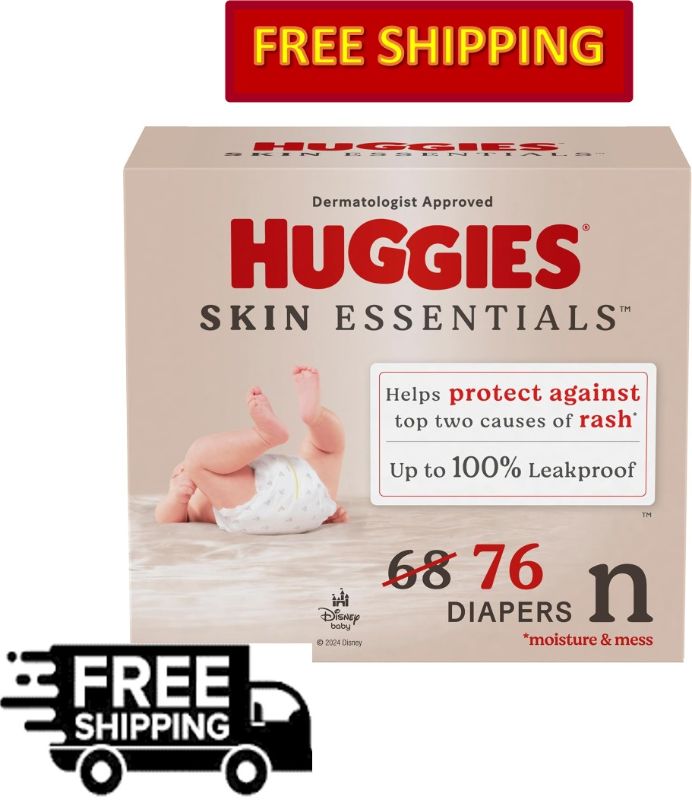 Photo 1 of Huggies Skin Essentials Newborn Diapers, Size Newborn (6-9 Lbs) 76.0 Count
