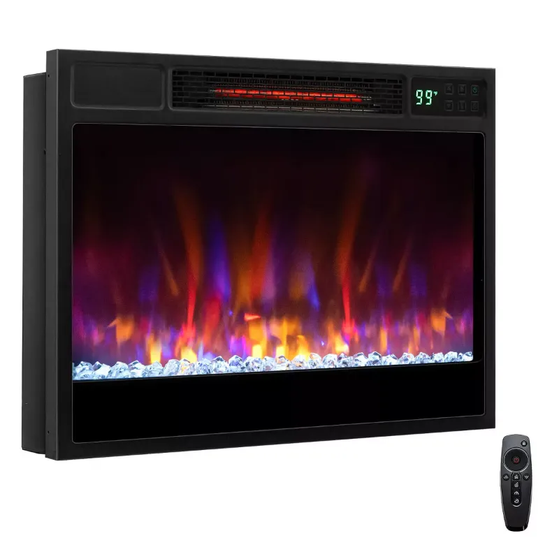 Photo 1 of Costway 23-inch Infrared Quartz Electric Fireplace Insert with Remote Control Silver/Black
