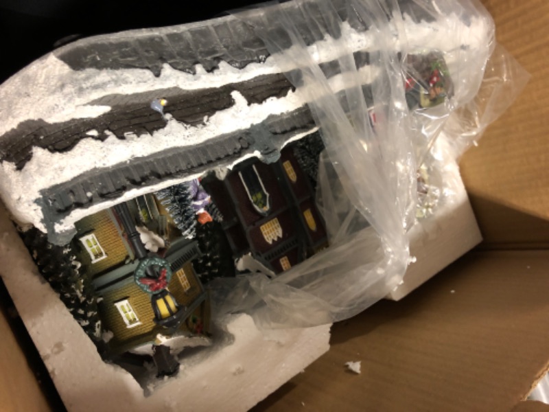 Photo 1 of Large Animated Christmas Village Skating Town - Lighted Resin Musical Snow Scene with 4 Moving Skaters and Adapter
