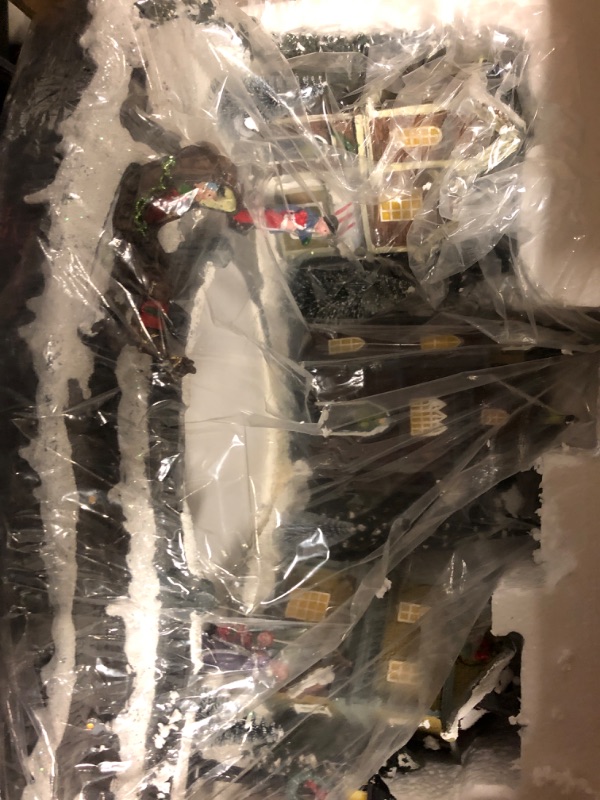 Photo 1 of Large Animated Christmas Village Skating Town - Lighted Resin Musical Snow Scene with 4 Moving Skaters and Adapter