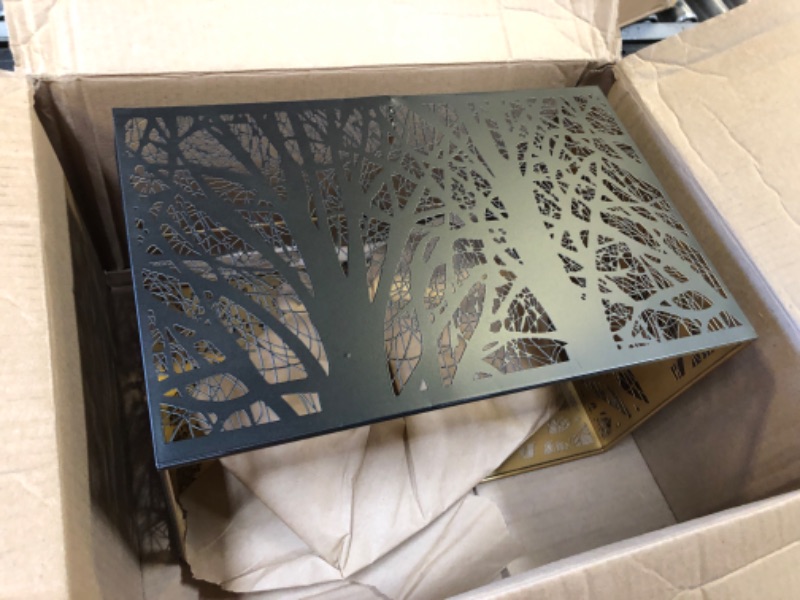 Photo 1 of Metal Large Rectangular Lampshade For Table Lamp Floor Lamps,8"×14"×9" Black Outside Gold Inside Replacement Forest Rectangle Lamp Shade Spider Fitter