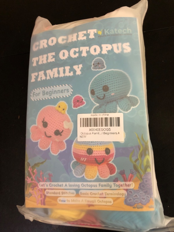 Photo 1 of Katech Crochet Kit for Beginners, Crochet Animal Kit with Step-by-Step Guide Book Beginner Yarn and 2 Crochet Hooks, Crochet Starter Kit for Adults Learn to Crochet Octopus Family (Pure Color)