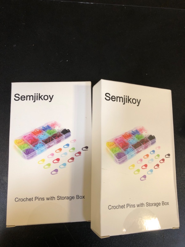 Photo 2 of 2 Packs Semjikoy 300 Pieces Knitting Crochet Stitch Markers, Colorful Stitch Markers Locking Crochet Pins, DIY Craft Plastic Safety Pins Weave Stitch Needle Clips Counter - 15 Colors