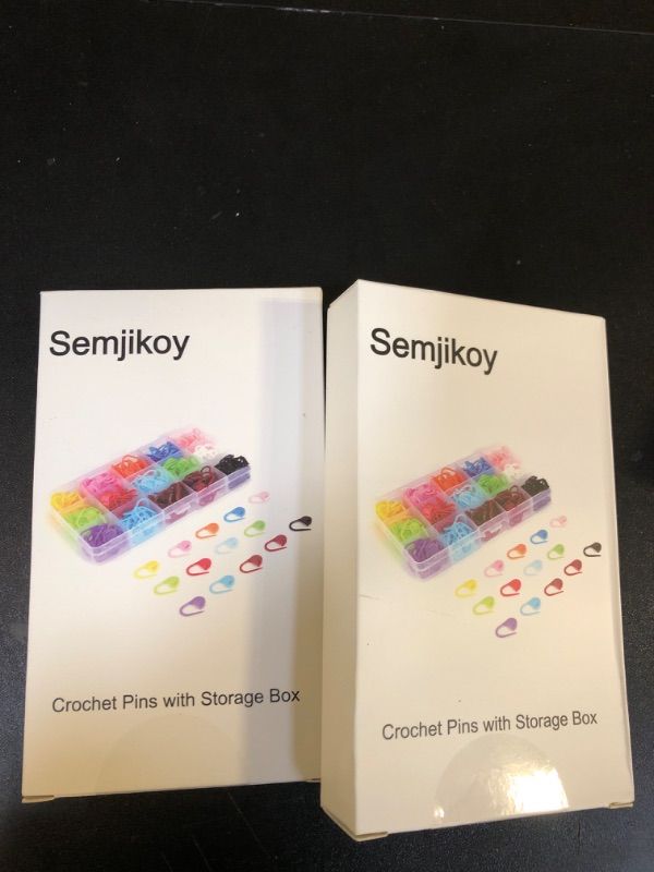 Photo 2 of 2 packs Semjikoy 300 Pieces Knitting Crochet Stitch Markers, Colorful Stitch Markers Locking Crochet Pins, DIY Craft Plastic Safety Pins Weave Stitch Needle Clips Counter - 15 Colors