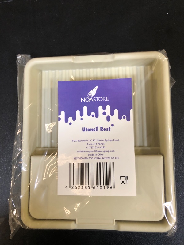 Photo 1 of Noa Store Spoon and Lid Rest - Cute and Compact Two-in-One Utensil Organizer for Countertop - Pot Lid and Spatula Stand - Cooking Utensil Rest for Stove-Top Cooking - 0.9"Hx7"Lx6"W, White