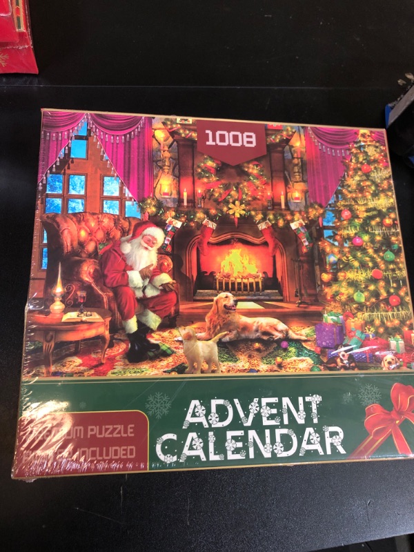 Photo 2 of Advent Calendar 2024 Christmas Puzzle - 1008 Pieces Christmas Countdown Calendar Jigsaw Puzzles, 24 Boxes Christmas Advent Calendar Puzzle, Christmas Fireplace Puzzles Gifts Party Favor for Adult Kids