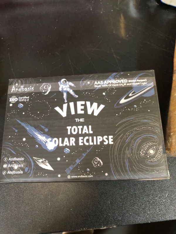Photo 1 of Andbasis 4 Pack Plastic Solar Eclipse Glasses ISO 12312-2:2015(E) & CE Certified 2024 Approved Safe Shades for Direct Solar Eclipse Viewing AAS Recommended List (Black)
