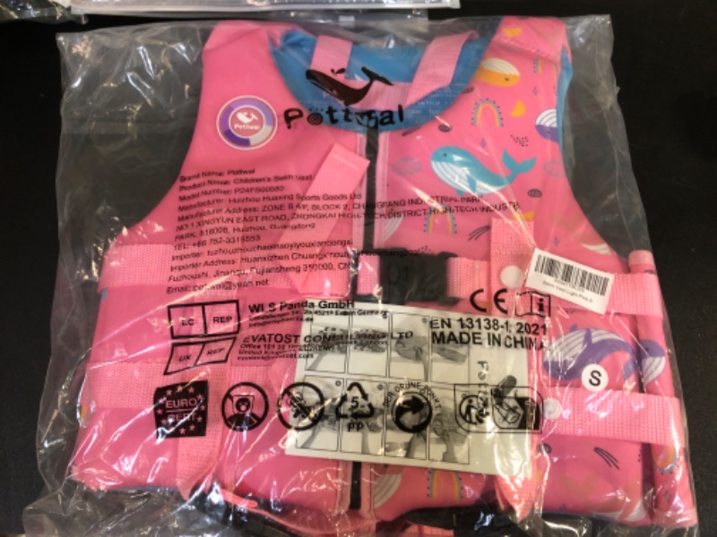 Photo 2 of Pottwal Swim Vest for Kids - Swim Jacket for 1-3 Years (17.5-39.5LBS) - Buoyancy Aid Made of Neoprene & EPE - with Adjustable Crotch Strap - Light Pink